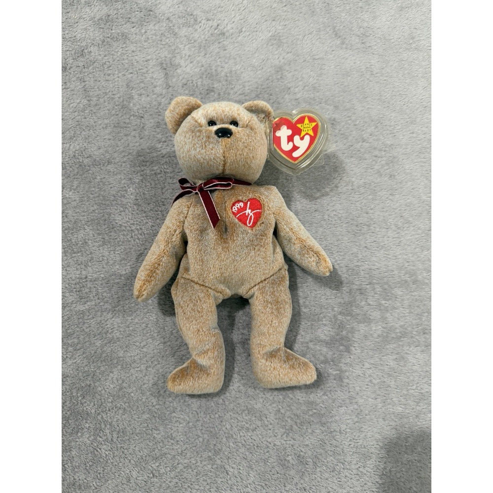 TY Beanie Baby 1999 Signature Bear Tan Teddy 1999 Heart Embroidery Tags